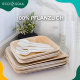 21 x Brand New ECO SOUL 100 compostable 15 cm square palm leaf plates 25 pieces Premium palm leaf tableware Robust, disposable plates like bamboo Square organic disposable plates - RRP €232.89