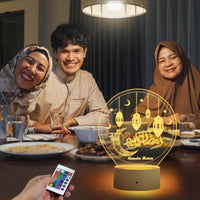 20 x Brand New FORMIZON Mubarak Ramadan LED Lamp, 3D 16 Colors Ramadan Color Changing Lamp with Remote Control, Eid Mubarak Muslim Decorative Fairy Light for Home Table Decoration, Ramadan Craft Night Lights - RRP €173.0