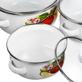 1 x RAW Customer Returns IWOWHERO 3pcs Soup Pot Cooking Pot Enameled Enamel Stew Pot Milk Pot Enamel Pot Cooking Pots With Handle Small Enamel Pot Instant Noodle Pot Enamel Pot Small Hot Pot Decorate - RRP €25.79