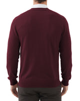 1 x RAW Customer Returns Kallspin Men s Sweater Cardigan V-Neck Wool Sweater Burgundy,XL  - RRP €45.99