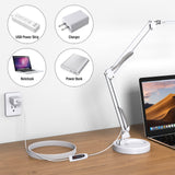 1 x RAW Customer Returns SKYLEO Desk Lamp LED Dimmable - LED Table Lamp with Clip and Base - Eye Protection LED Desk Lamp - 3 Light Modes x 10 Brightness Levels - White - RRP €37.65