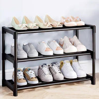 12 x Brand New Bosdontek shoe rack with 3 levels, metal shoe stand, small shoe rack, stackable shoe storage, shoe organizer for hallway, bedroom, entrance area, no tools required - RRP €360.0