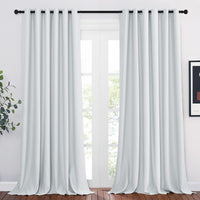 1 x RAW Customer Returns PONY DANCE Curtain White Opaque Curtains Living Room Modern Set of 2 H 245 x W 200 cm Blackout Curtains Thermal Curtain with Eyelets Blackout Curtain for Living Room, grey-white - RRP €58.95