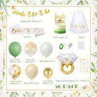 10 x Brand New Bachelorette party women, Sumtoco Jga decoration women, bride to be decoration woman with banner, veil bride, green gold balloons, bride sash, foil balloons and bridal veil bride to be decoration - RRP €157.3