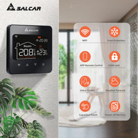 1 x RAW Customer Returns SALCAR WIFI Thermostat for Floor Heating 16A, LCD Display Programmable Room Thermostat Wall Heating Thermostats Compatible with Amazon Alexa Google Assistant, Black - RRP €40.56