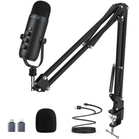 1 x RAW Customer Returns zealsound USB microphone set, condenser gaming kit for PC, mobile phone, laptop, with scissor arm, mute, gain control, for podcasts, recording, YouTube, streaming, voice-over, PS4 PS5, K66S - RRP €49.97