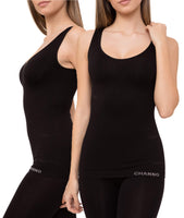 1 x RAW Customer Returns Pack of 2 Slimming Undershirts with Wide Straps without Padding, Comfortable and Elastic, Seamless Black, M L  - RRP €19.99