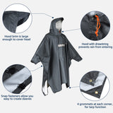 1 x RAW Customer Returns Anyoo Lightweight Waterproof Rain Poncho Rain Jackets with Sleeves Ventilated Multipurpose Raincoat with Hood Protective Blanket Shelter Tarp for Outdoor Camping Hiking Fishing, Gray, One Size - RRP €24.19