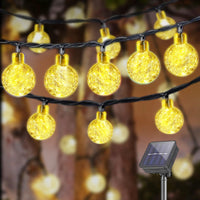 1 x RAW Customer Returns LQWELL Solar Fairy Lights Outdoor, Solar Chain Light Crystal Balls 100LED 16M 55FT IP44 8 Modes Fairy Lights for Outdoor Indoor Waterproof Garden Patio Balcony Wedding Window Warm White  - RRP €20.11