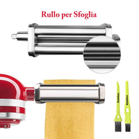 1 x RAW Customer Returns Italdos, Pasta Roller and Cutter Compatible with KitchenAid, 3-in-1 Set, Lasagna Roller, Fettuccine and Spaghetti Cutter, Stainless Steel Pasta Machine with Cleaning Brushes - RRP €108.19