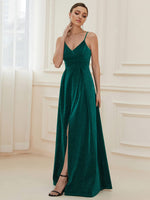 1 x RAW Customer Returns Ever-Pretty Women s Spaghetti Straps Adjustable V-Neck Floor Length A-Line Formal Dresses Dark Green 52EU - RRP €94.99