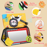 1 x RAW Customer Returns LEADSTAR Baby Mirror with Crackling Book, Black White Book Baby Fabric Book Quiet Book Picture Book with Contrast Cards Contrast Pattern Children s Mirror Tummy Position Contrast Toy for Newborns 0-6 Months - RRP €12.6