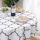 1 x RAW Customer Returns Smiry Washable Round Tablecloth 140cm Polyester Waterproof Lotus Effect Moroccan Stain Resistant Washable Outdoor Party Kitchen White - RRP €22.8