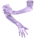 1 x Brand New 2pcs Long Elbow Satin Gloves, 53cm Stretchy Long Gloves Opera Gloves Dance Party Glove for Women Purple  - RRP €22.8