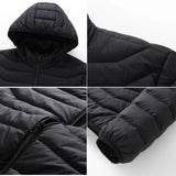 1 x RAW Customer Returns Monave Heated Down Jacket for Men Women, Heated Jacket with 9 Carbon Fiber Heating Pads, 3 Temperature Levels for Motorcycle, Fishing, Skiing, Outdoor Activities, Black, Black, M - RRP €38.75