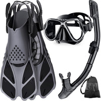 1 x RAW Customer Returns Zenoplige snorkeling set for adults with fins, anti-fog panoramic diving goggles, dry top snorkel and swimming fins, 3 in 1 snorkeling set for swimming, diving - RRP €40.33