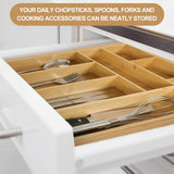 1 x RAW Customer Returns aceyoon cutlery tray for drawers, extendable cutlery insert 32-49x41x5cm up to 8-10 compartments cutlery organizer made of bamboo cutlery drawer anti-slip drawer insert for kitchen drawers - RRP €28.26