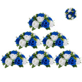 1 x Brand New BLOSMON Bouquet Flower Arrangements Artificial Decoration Rose 6 Pcs Royal Blue White Artificial Bouquet Flowers Table Decoration Flower Ball Valentine s Day Rose Bouquet for Wedding Mother s Day Gift - RRP €46.37