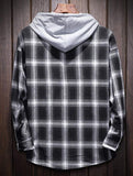 1 x Brand New FTCayanz Men s Checked Shirt Men s Regular Fit Long Sleeve Casual Checked Shirt with Hood Black XL - RRP €35.29