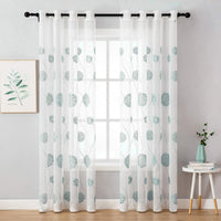 1 x RAW Customer Returns MIULEE Curtains with Floral Embroidery, Curtains White with Blue Pattern for Living Room, Bedroom Curtain Transparent with Eyelets, Set of 2 Voile Floral Transparent Curtains, Each H 225 XW 140cm - RRP €30.49