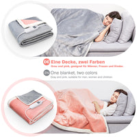 1 x RAW Customer Returns Yorbay electric blanket 180 x 130 cm, electric cozy heating blanket, with automatic switch-off, overheating protection and 10 timers, with 10 temperature levels, washable, double-sided pink with gray - RRP €45.37