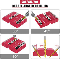 1 x RAW Customer Returns 30 45 90 degree angle drilling aid for angled straight holes, 4 sizes of drill bushings, angle drilling guide, vertical dowel aid, drilling jig, drill guide, mobile drill stand holder bracket - RRP €32.99