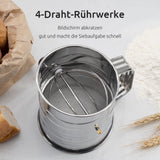 2 x RAW Customer Returns U-Button 3 Cup Flour Sieve Stainless Steel Rotary hand crank hand sieve with 4 wire stirrers for quick sieving, with 20 fine mesh sieve and stamped measurement for baking flour and powdered sugar - RRP €40.98