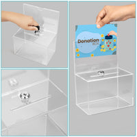 1 x RAW Customer Returns Belle Vous acrylic donation box with key - 16 x 10 x 21.5cm transparent money box - donation box made of acrylic - lockable donation box - RRP €26.99