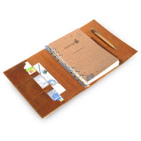 1 x RAW Customer Returns WANDERINGS A5 leather notebook ring binder refillable made of genuine leather - 22 x 15 cm - 6-ring - perfect for writing, planning, traveling, as a diary or sketchbook - mixed single sheets - leather binder - RRP €40.28