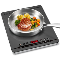 1 x RAW Customer Returns Single induction hob 2000W AMZCHEF Portable induction plate with quiet operation, 9 power and temperature levels, 4 automatic menus, ultra-thin housing design, safety lock, timer, gray - RRP €79.99