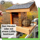 1 x RAW Customer Returns STAFECO bird feeder bird house for balcony weatherproof feeder handmade from natural wood bird house for hanging in the garden and balcony garden birds - RRP €39.85