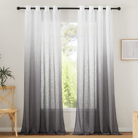 1 x RAW Customer Returns PONY DANCE Living Room Curtains Modern Set of 2 Linen Look Curtain Semi-Transparent H 245 x W 140 cm White Curtains with Color Gradient Gray Curtains Semi-Transparent Eyelet Curtain - RRP €33.38