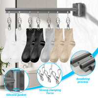 5 x Brand New Lxoraziy sock dryer clothes rack with 7 clips, space aluminum wall clothes rack, 180 rotatable, space-saving hanging dryer, for socks, underwear, baby clothes, gloves - RRP €40.7