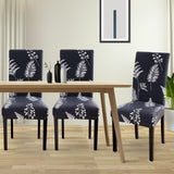 1 x RAW Customer Returns Lydevo Chair Covers Set of 4 Stretch Modern Chair Covers for Dining Room Chairs Chair Covers for Swing Chairs Universal Washable Removable Chair Cover for Dining Room Hotel Banquet Kitchen Leaves Black - RRP €22.99