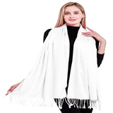 1 x RAW Customer Returns CJ Apparel Pashmina Scarf, Shawl, Stole, Wrap, Face Cover, Brilliant White, Solid Color, Brilliant White A1014a, One size - RRP €27.6