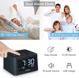 1 x RAW Customer Returns REACHER digital alarm clock and sleep aid white noise with adjustable volume, 6 alarm tones, 12 soothing tones for sleeping, auto-off timer, USB charger, battery backup, 0-100 dimmer - RRP €33.99