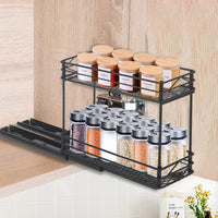 2 x RAW Customer Returns EasyVibe spice rack organiser, pull out spice rack, kitchen cupboard organizer with cupboard shelf, storage rack, 2 tier spice racks for kitchen, bottles, oil, ingredients, jars, cooking - RRP €46.16