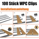 1 x RAW Customer Returns Pack of 100 WPC clips, hidden decking board fixing clips, 6 mm plastic decking clips for WPC decking boards BPC boards, black T clip with black screws - RRP €26.21