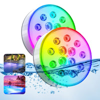 1 x RAW Customer Returns BOIROS Pool Lighting Underwater, Rechargeable Underwater Light LED with Remote Control, IP68 Waterproof Pool Light 13 RGB Light Beads Pond Lighting for Garden Pool Bathtub Aquarium 2 Pack - RRP €20.16