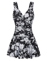 1 x RAW Customer Returns GRACE KARIN Women s One Piece Swimsuit Summer V-Neck Floral Pattern Swimwear One Piece Bathing Suit Black and White Flowers L - RRP €33.56