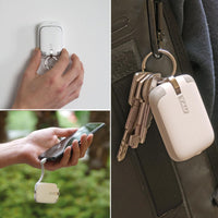 1 x RAW Customer Returns Rolling Square Tau Power Bank - Keychain with Phone Charger, Portable Charger, Keychain Charger, Compatible with USB-C, Micro USB and Lightning Socket, White - RRP €26.95