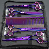 1 x RAW Customer Returns 7.0 inch Professional Dog Grooming Scissors Set Straight Thinning Curved Chunker Comb 5 pieces in 1 set for Left Handed Right Handed - RRP €44.99