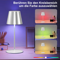 1 x RAW Customer Returns Table lamp wireless dimmable touch control LED battery table lamp warm white 8 colors RGB LED table lamp wireless waterproof for home garden dining table bedroom study balcony hotel ISilver  - RRP €43.99