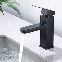 1 x RAW Customer Returns HOMELODY Bathroom Faucet Black Wash Basin Faucet Tap Sink Square Bathroom Mixer Tap Sink Stainless Steel Single Lever Mixer Bathroom Faucet - RRP €32.99