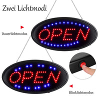 1 x RAW Customer Returns FITNATE LED Open Sign Board, LED Open Sign, 48x25cm OPEN advertising with 2 light modes, EU plug, ideal for bar store room wall etc., LED sign light for festival, bar, party red blue  - RRP €34.99