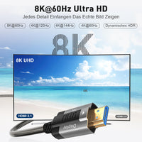 1 x RAW Customer Returns Siwket 8K HDMI Fiber Optic Cable 30M, Steel Armor Optical HDMI 2.1 Cable 48Gbps Ultra High Speed 8K 60Hz 4K 120Hz Dynamic HDR eARC Dolby HDCP 2.2 2.3 for HDTV Projector Home Theater TV Box Gaming Box - RRP €90.74