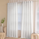 1 x RAW Customer Returns MIULEE Linen Window Curtains 2 Piece Curtain Set Living Room Bedroom Translucent Panel Curtain Modern Sheer Sail Curtains for Doors Balcony White Linen 140x215 cm - RRP €39.69