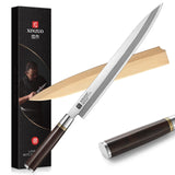 1 x RAW Customer Returns XINZUO 30cm Sashimi Knife X7Cr17MoV Stainless Steel, Traditional Japanese Handcrafted Yanagiba Fish Knife Sushi Knife, Ebony Wood Handle - with Birch Wood Sheath - RRP €77.99