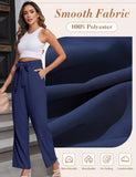 1 x RAW Customer Returns Niwicee Palazzo Pants Women Solid Color Loose Straight Cut Fabric Pants Women High Waist Suit Pants Paperbag Elegant Pants Casual Wide Pants-Dark Blue-S - RRP €34.99