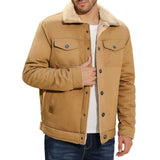 1 x RAW Customer Returns Vancavoo Military Winter Jacket for Men Windbreaker Jacket Warm Wool Lining Lapel Coats Thick Casual Cargo Jacket with Multiple Pockets Cotton Khaki,XXL  - RRP €57.86